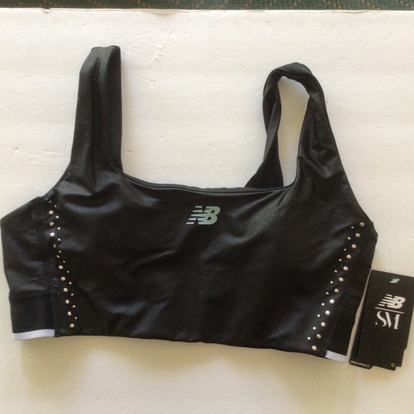 NEW BALANCE SYD COLLECTION BLACK STUDDED SPORTS BRA LARGE NWT - Picture 5 of 16